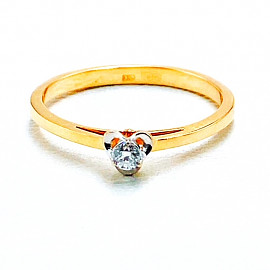 Кольцо из золота красного с белым цвета с белым бриллиантом 01-200099424