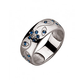 Кольцо из золота с синими корундами и белыми бриллиантами 01-200175224