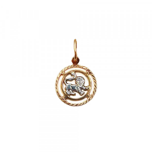 Кулон з золота червоного з білим кольору «Лев»