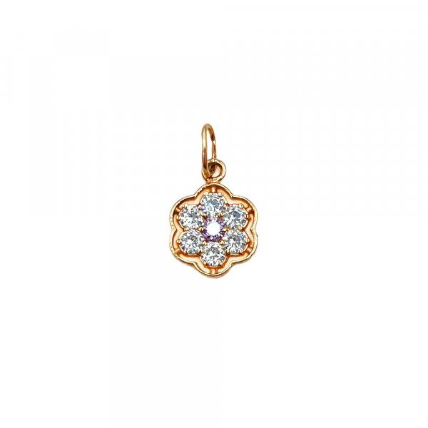 Золотой кулон красного цвета с цирконом