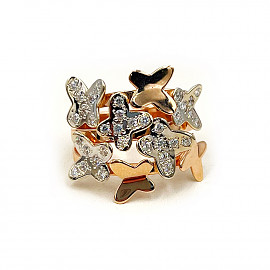 Кольцо из красного с белым золота с цирконом 01-200781824