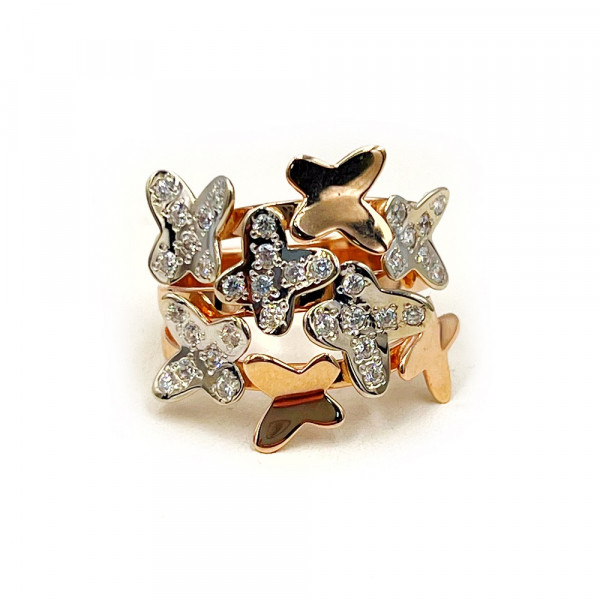 Каблучка з червоного з білим золота з цирконом