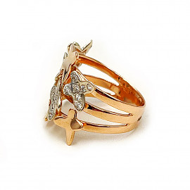 Каблучка з червоного з білим золота з цирконом