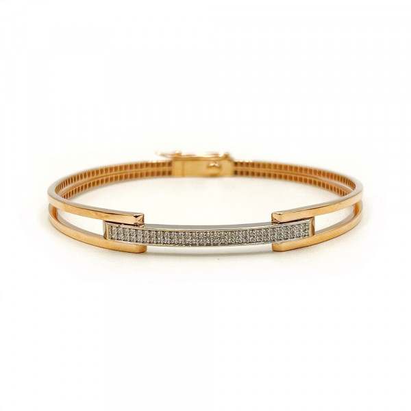 Браслет з золота у червоному з білим кольорі з цирконом