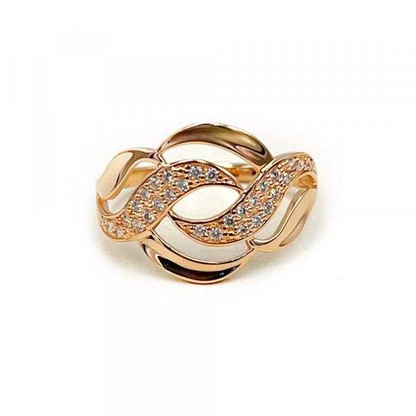 Каблучка з золота у червоному кольорі з цирконом