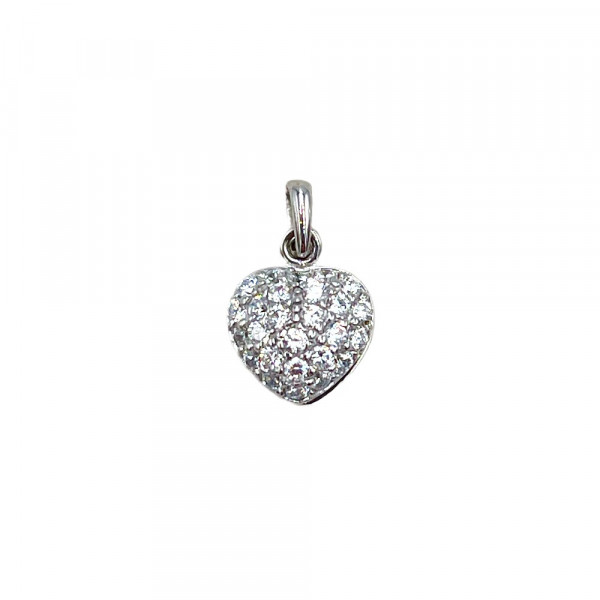 Кулон з золота у білому кольорі з цирконом «Серце»
