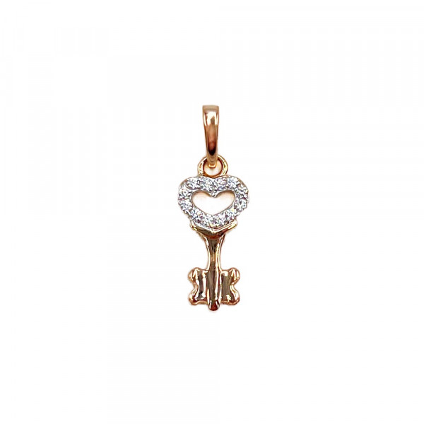 Кулон з золота у червоному з білим кольорі з цирконом