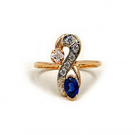 Каблучка з червоного з білим золота з цирконом 01-200918324