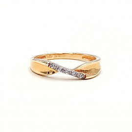 Золотое кольцо красного с белым цвета с цирконом 01-19118925