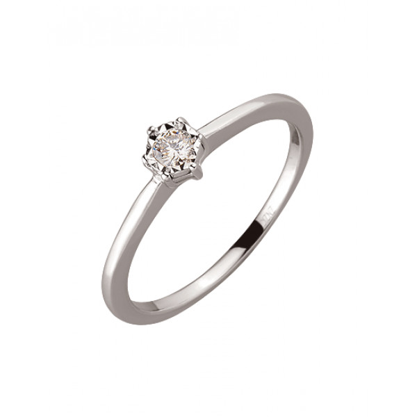 Кольцо из золота в белом цвете с белым бриллиантом