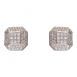 Золотые запонки с белыми бриллиантами 01-200079125