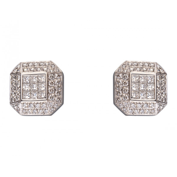 Золотые запонки с белыми бриллиантами