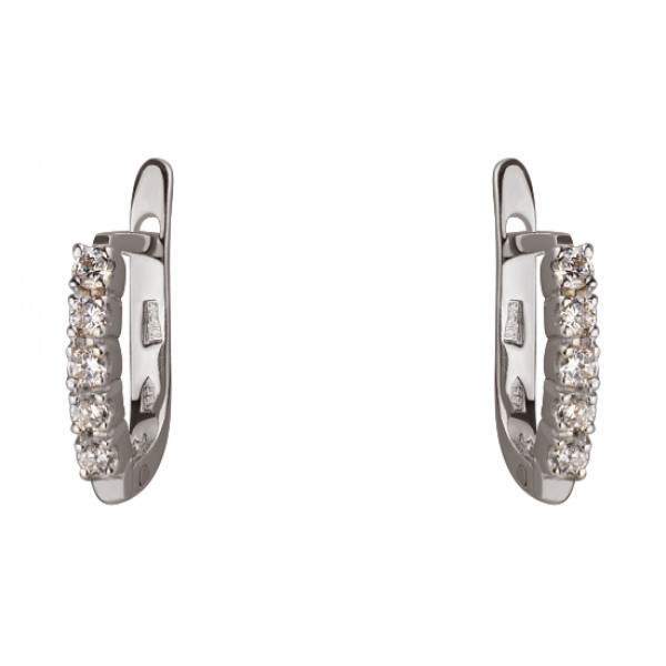 Серьги из белого золота с цирконом