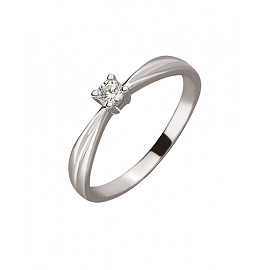 Кольцо из золота в белом цвете с цирконом 01-200120325