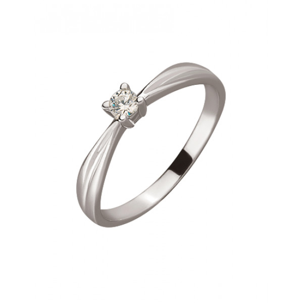 Кольцо из золота в белом цвете с цирконом