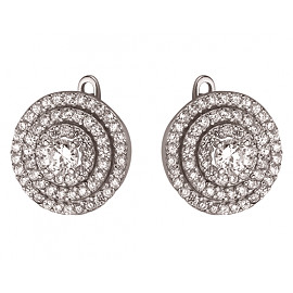 Серьги из золота белого цвета с цирконом 01-200137525