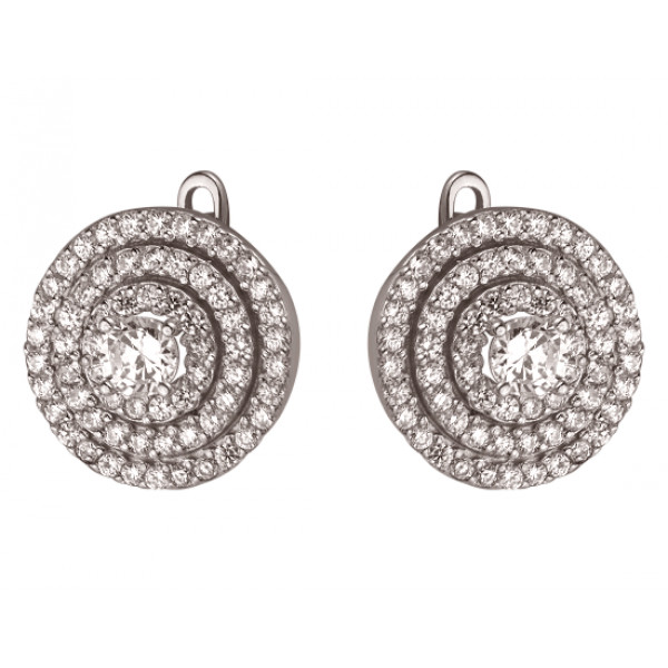 Серьги из золота белого цвета с цирконом