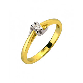 Золотое кольцо с белым бриллиантом 01-200164525