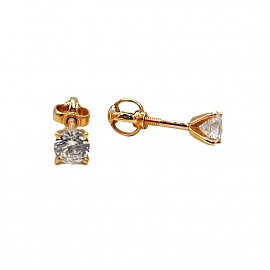 Золотые серьги в красном цвете с цирконом 01-200222325