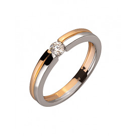 Кольцо из золота в красном с белым цвете с белым бриллиантом 01-200237225