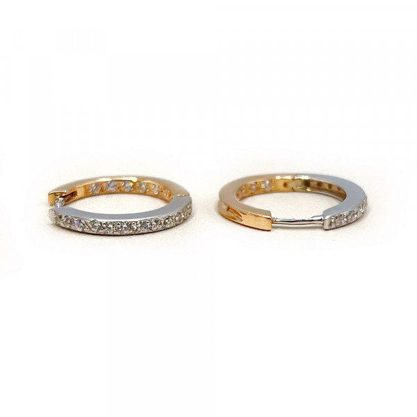 Золотые серьги в красном с белым цвете с цирконом