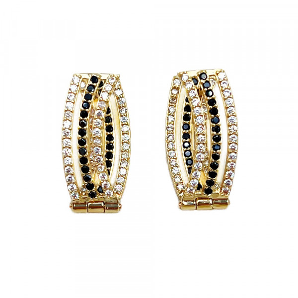 Серьги из желтого золота с цирконом