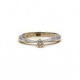 Золотое кольцо белого цвета с белым бриллиантом 01-200779925