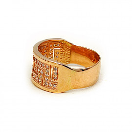 Каблучка з золота у червоному кольорі з цирконом