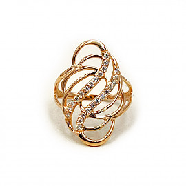 Каблучка з червоного золота з цирконом 01-200788425