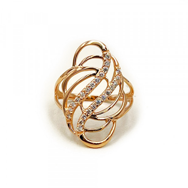 Кольцо из красного золота с цирконом