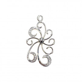 Золотий кулон у білому кольорі з білими діамантами 01-200806125