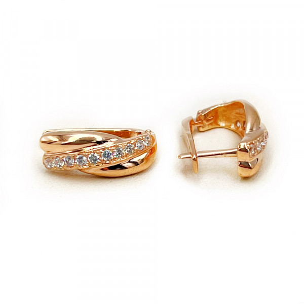 Серьги из красного золота с цирконом