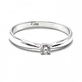 Каблучка з золота у білому кольорі з жовтим діамантом 01-200867925