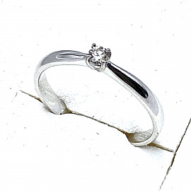 Каблучка з золота у білому кольорі з жовтим діамантом