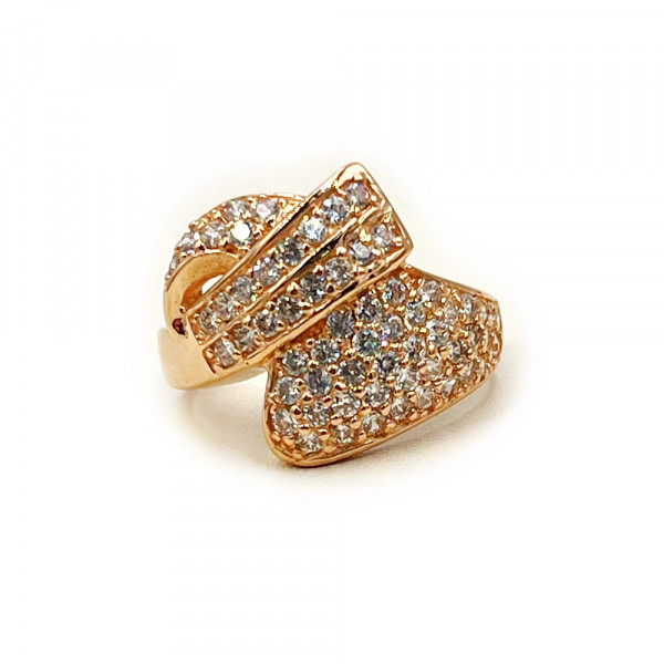 Каблучка з золота червоного кольору з цирконом