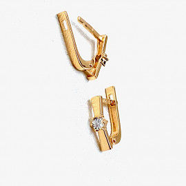 Сережки з золота у червоному кольорі з жовтими діамантами