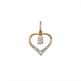 Кулон из золота в красном с белым цвете с цирконом «Сердце» 01-200905025