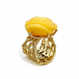 Кольцо из золота желтого цвета с цирконом