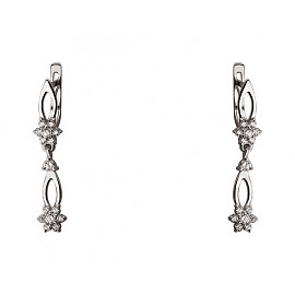 Золоті сережки білого кольору з цирконом 01-19236126