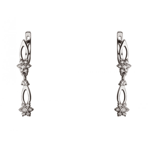 Золоті сережки білого кольору з цирконом