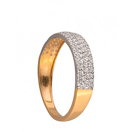 Кольцо из золота красного с белым цвета с цирконом