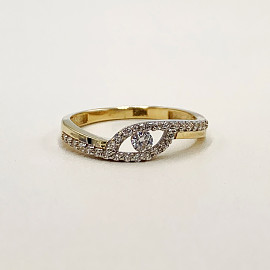 Золотое кольцо в желтом с белым цвете с цирконом 01-200055326