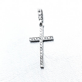 Золотой крестик в белом цвете с белыми бриллиантами 01-200099426