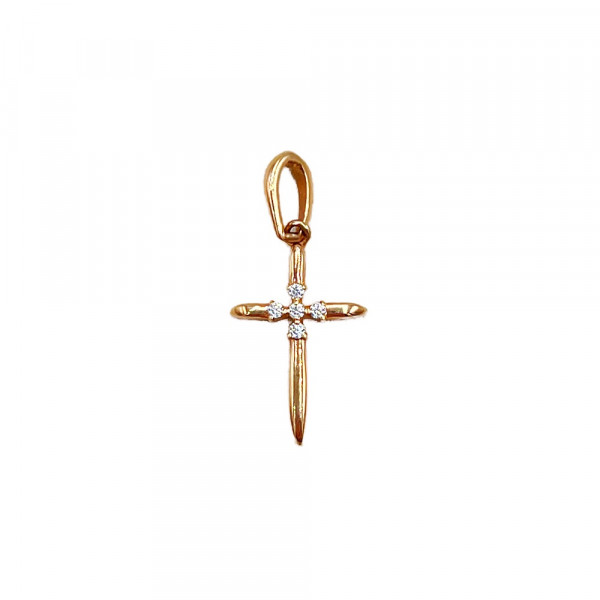 Хрестик з золота з цирконом