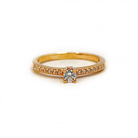 Каблучка з червоного золота з цирконом 01-200270026