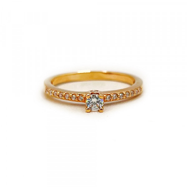 Каблучка з червоного золота з цирконом