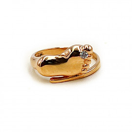 Кольцо из золота красного цвета с цирконом 01-200748226