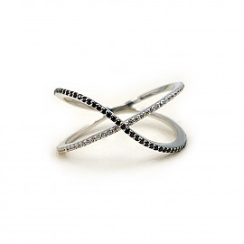 Кольцо из золота в белом цвете с цирконом 01-200764626