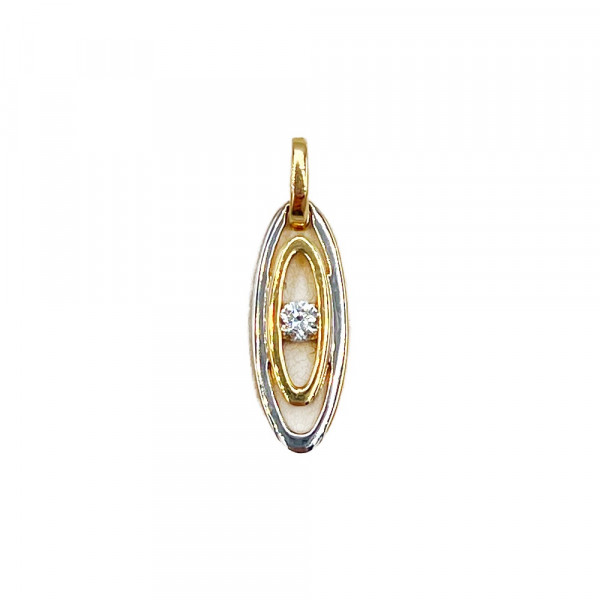 Кулон из золота желтого с белым цвета с цирконом