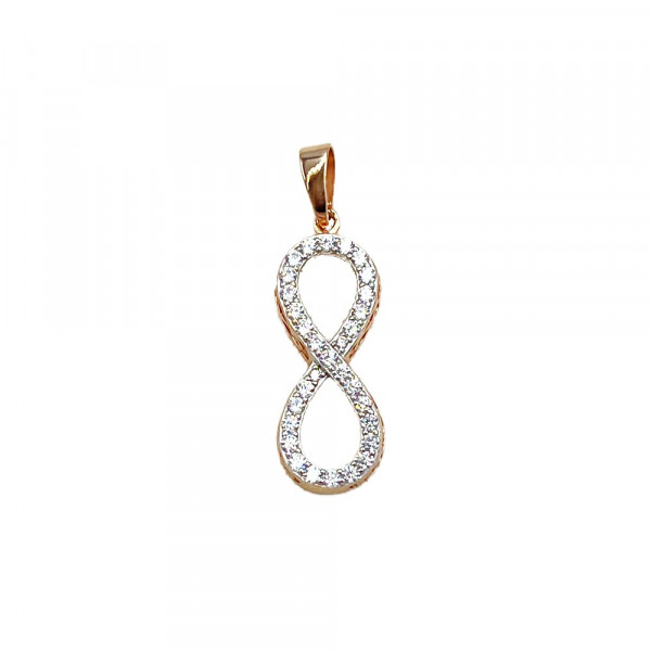 Золотой кулон в красном с белым цвете с цирконом